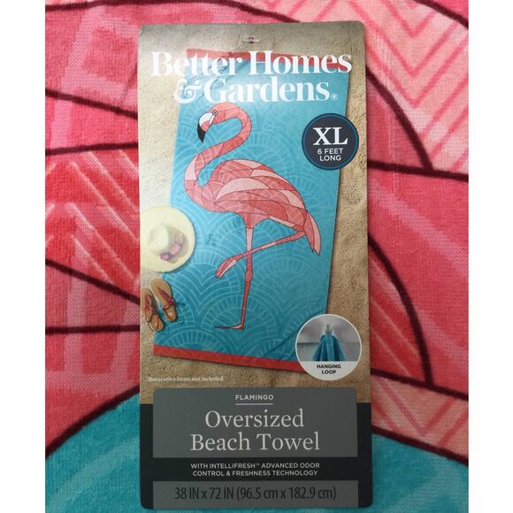 Better Homes & Gardens XL Oversized Beach Towel Flamingo NWT - Picture 7 of 11